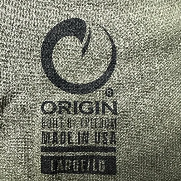 Origin Core Shirt Mens Large Green Hunting Jiu Jitsu Cam Hanes Big Wave Logo USA - Picture 5 of 6